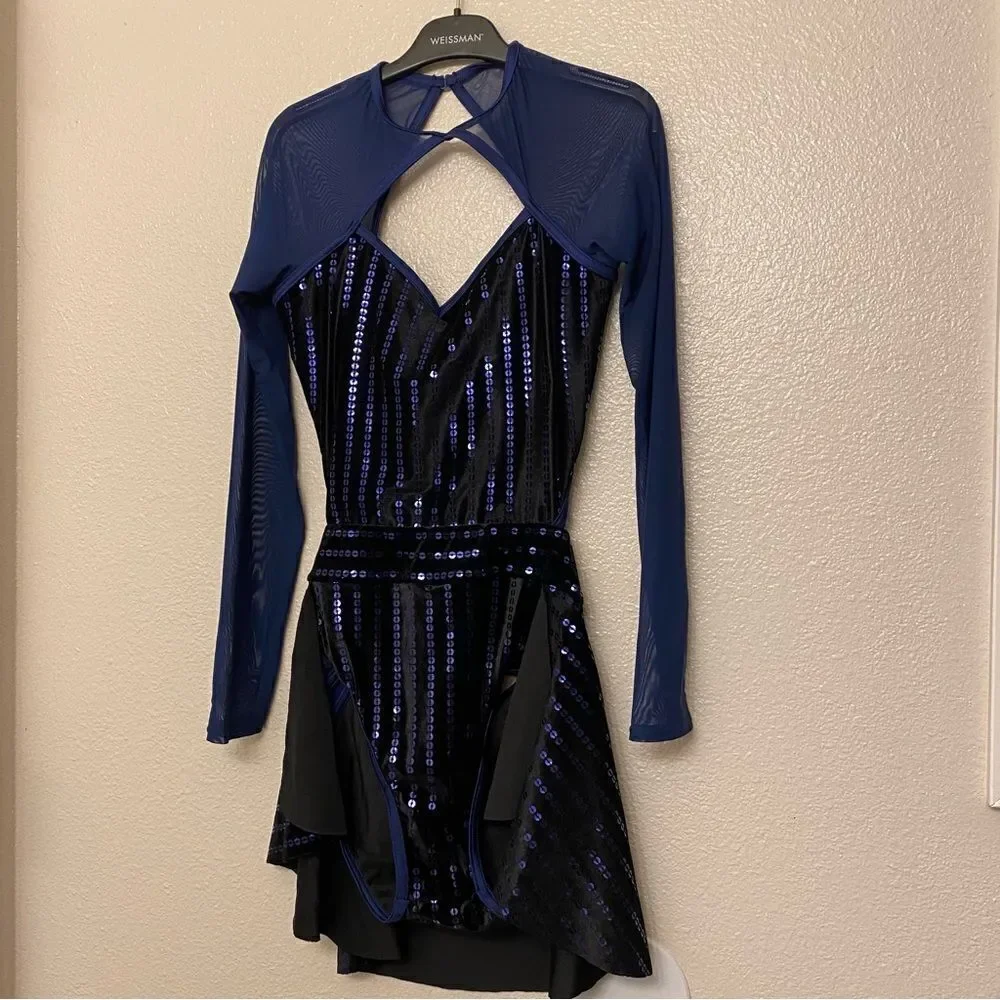 Weissman Elite dance costume contemporary blue velvet Need You Tonight D11810 MA